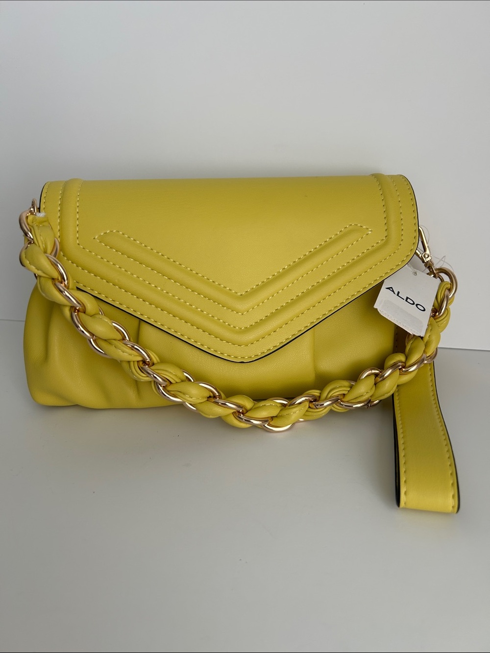 Aldo Yellow Chain-Accent Clutch